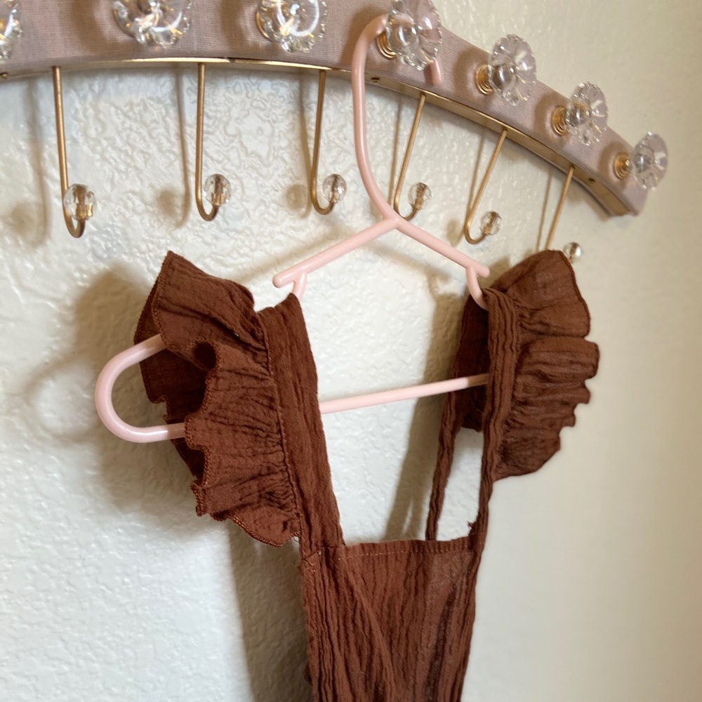 Brown Ruffles Romper Outfit - Picture 3 of 8